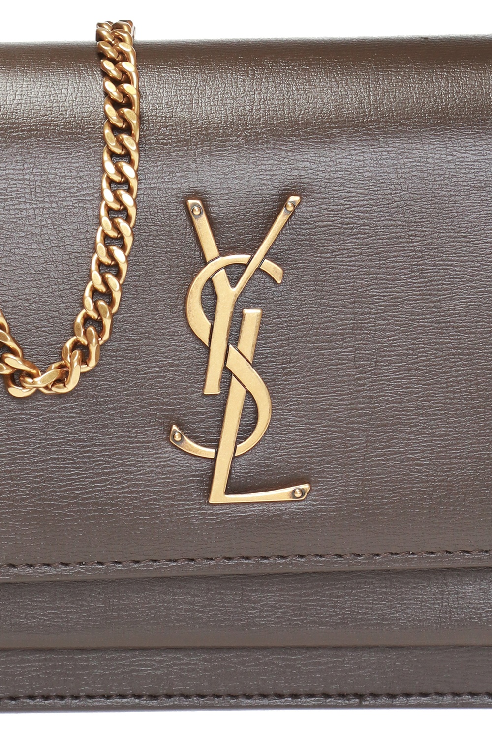 saint laurent ysl clutch gold metallic leather pyramid